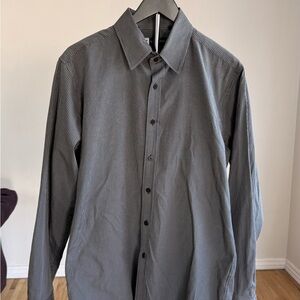 Men's Pinstripe Long-Sleeve Dress Shirt - Gray